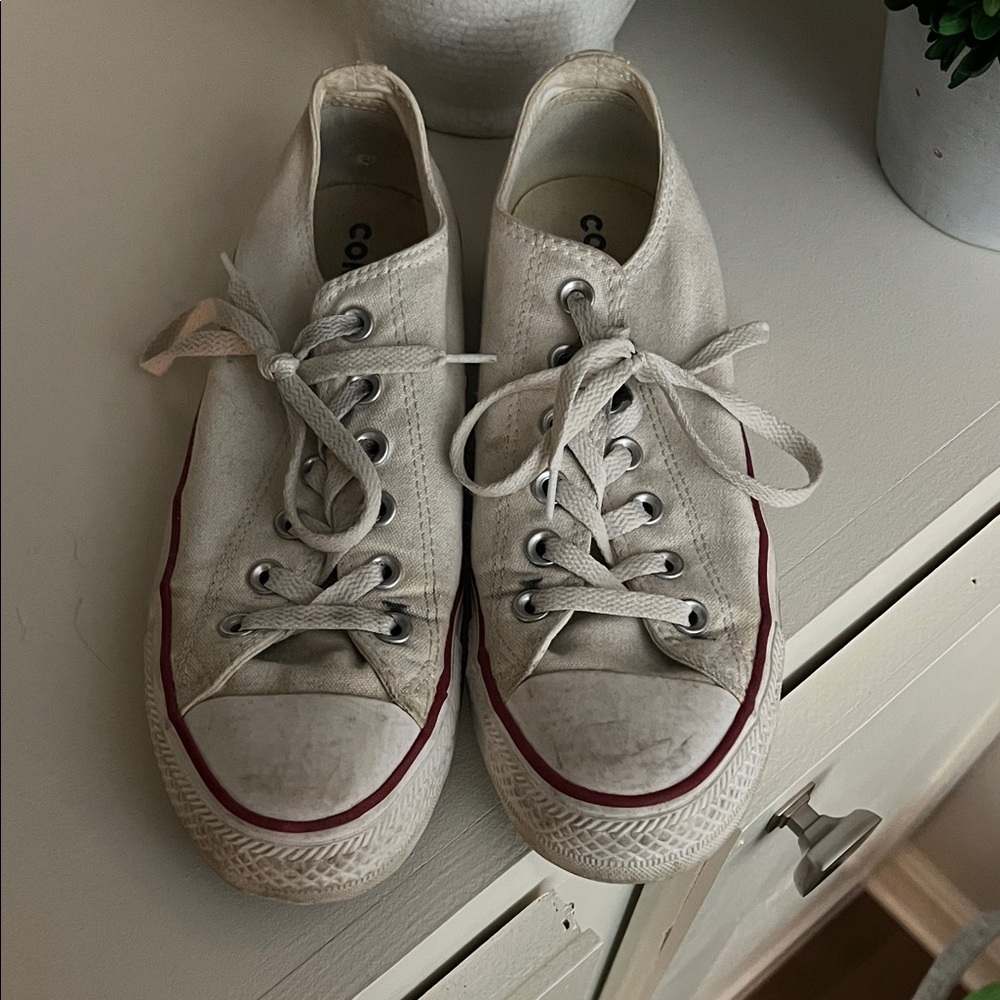Converse All Star White Sneakers with Red and Blue Accents